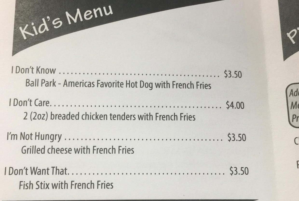 Ресторан в Пенсильвании сделал меню, которое подойдёт всем детям - слайд 