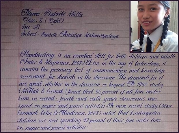 Почерк школьницы из Непала признали самым красивым в мире - слайд 